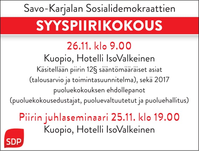 Piirin syyspiirikokous 26.11. Kuopio