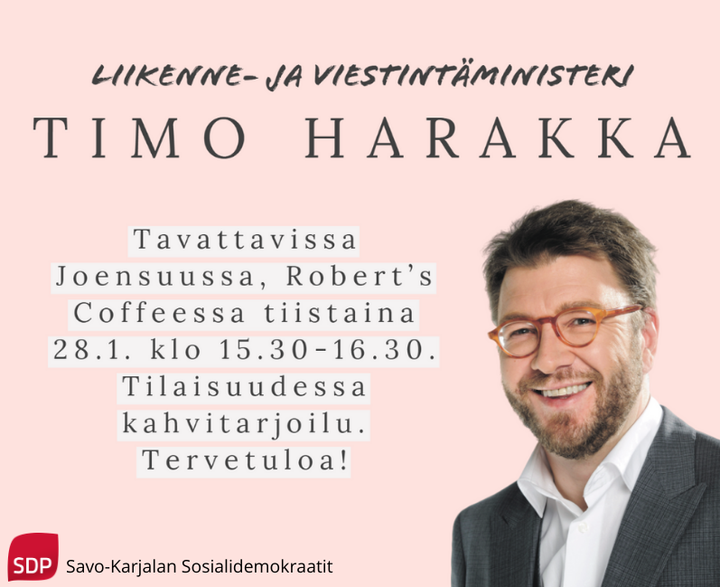 29.1.2020 Liikenne- ja viestintäministeri Timo Harakka Joensuussa.