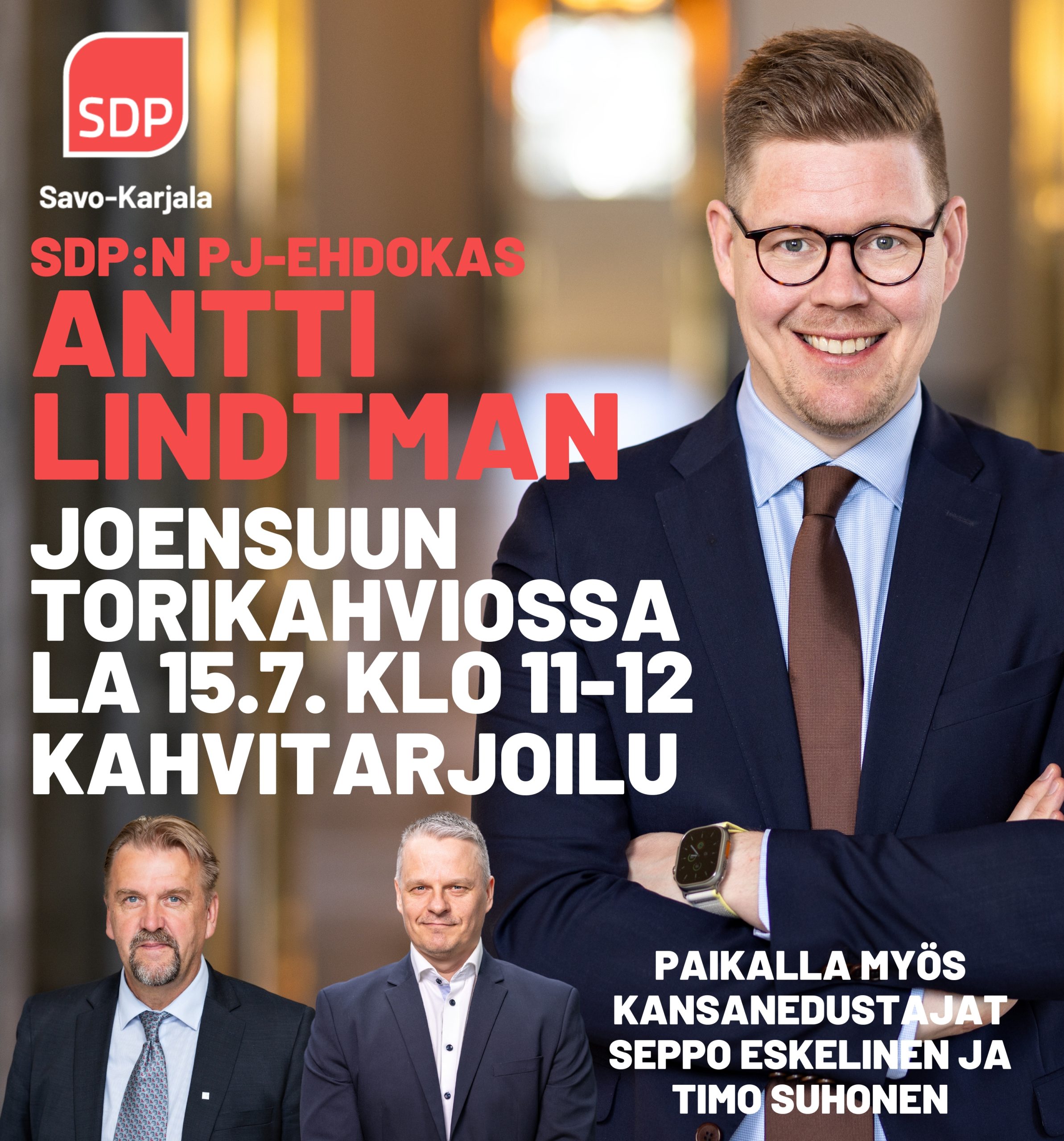 Antti Lindtman vierailee Joensuussa lauantaina 15.7.